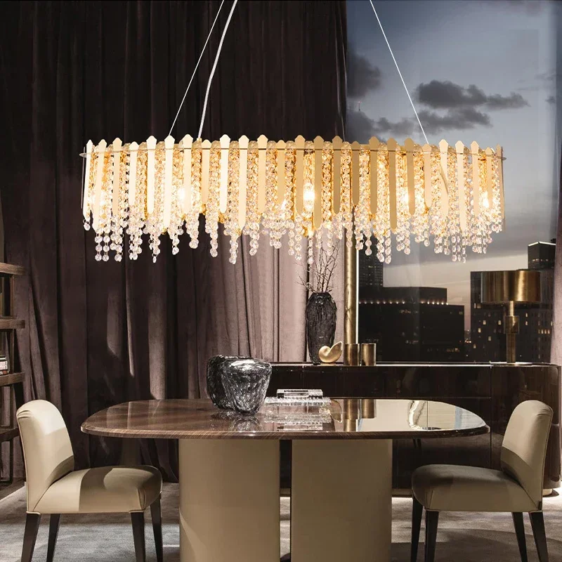 

YECTSKI Dimmable LED Lights Ceiling Chandeliers 2023 Luxury Glass Gold Hanging Lamps Home Decor Remote Control for Dining Table