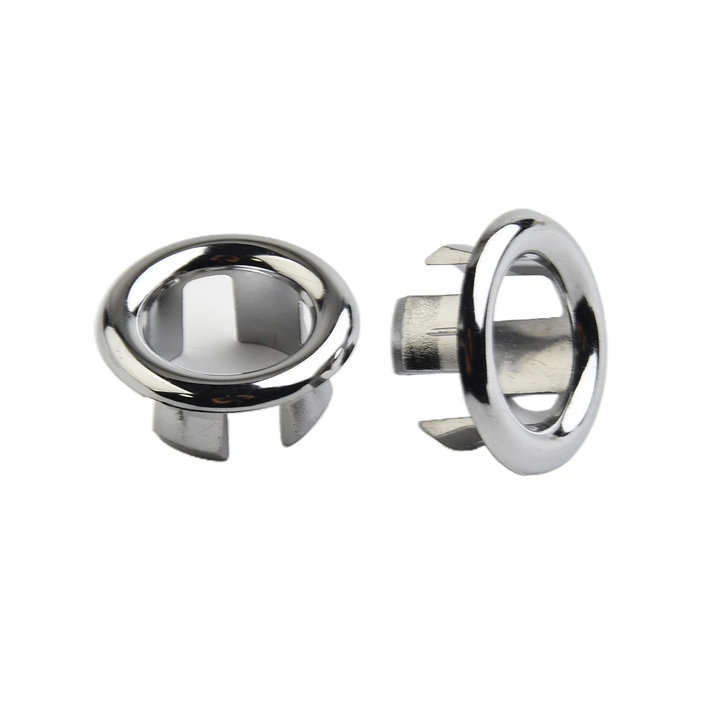 4PCS Bath Sink Ring Overflow Cover Plastic Silver Plated Bathroom Ceramic Basin Overflow Ring Insert Chrome Ring Hole Cap