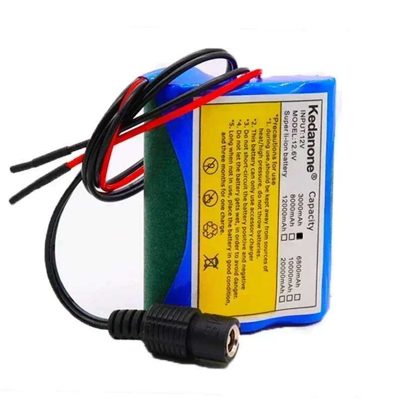 12 V 3000 MAH 18650 lithium ion rechargeable battery and 12.6V 1A charger CCTV camera, toy charging