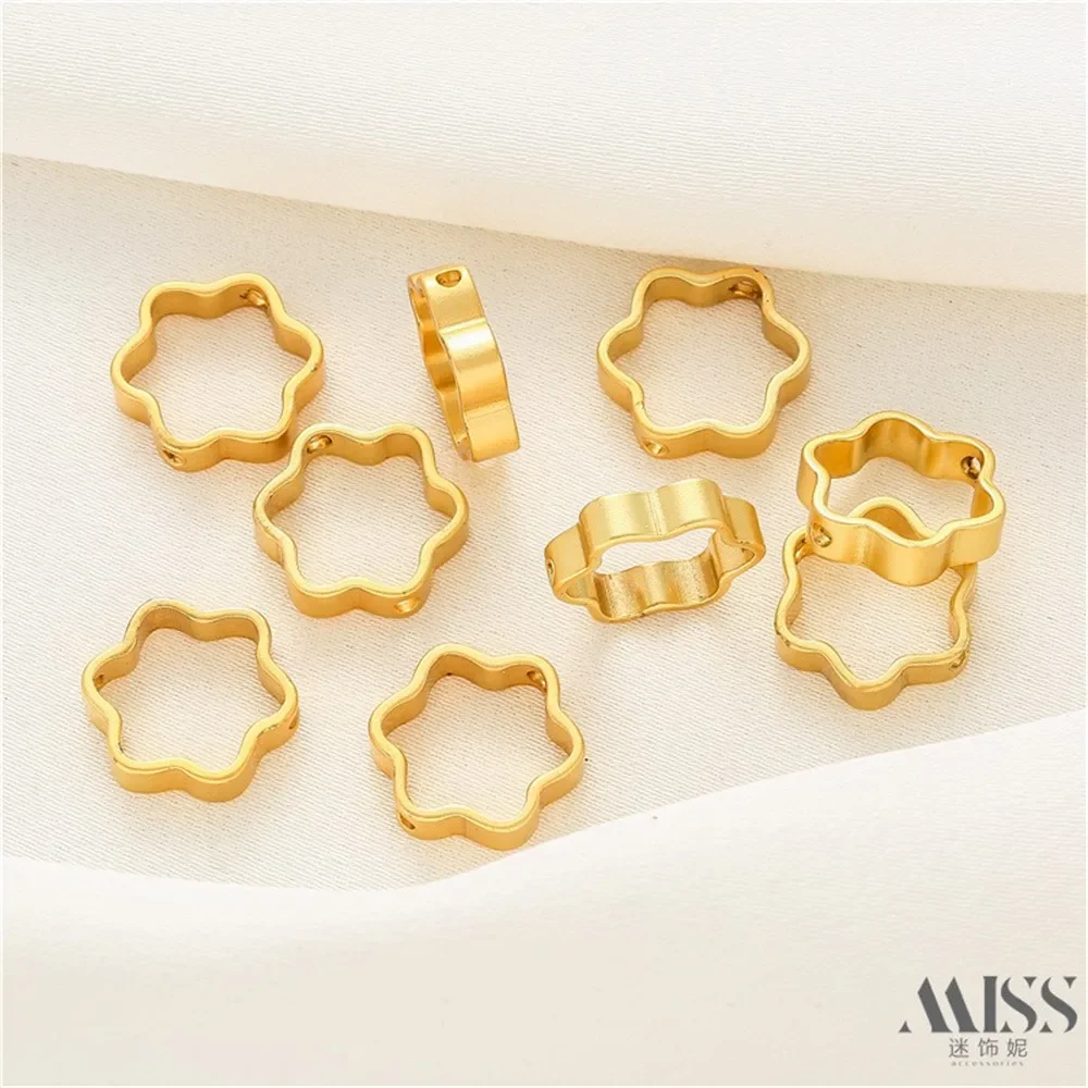 

Matte Gold 18K Gold Bag Color Flower-shaped Lace Through-hole Set Bead Ring DIY Handmade Beaded Bracelet Jewelry Accessories