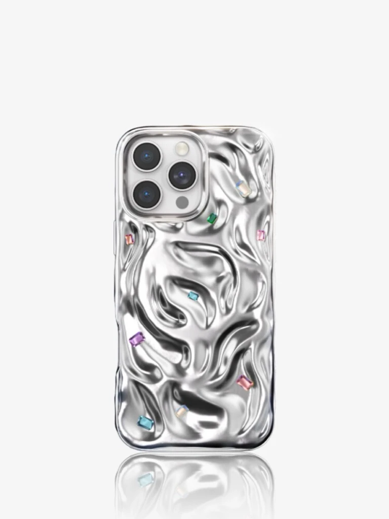 Suitable for iPhone case magnetic suction liquid metal all-inclusive protective cover advanced diamond-encrusted ultra-thin