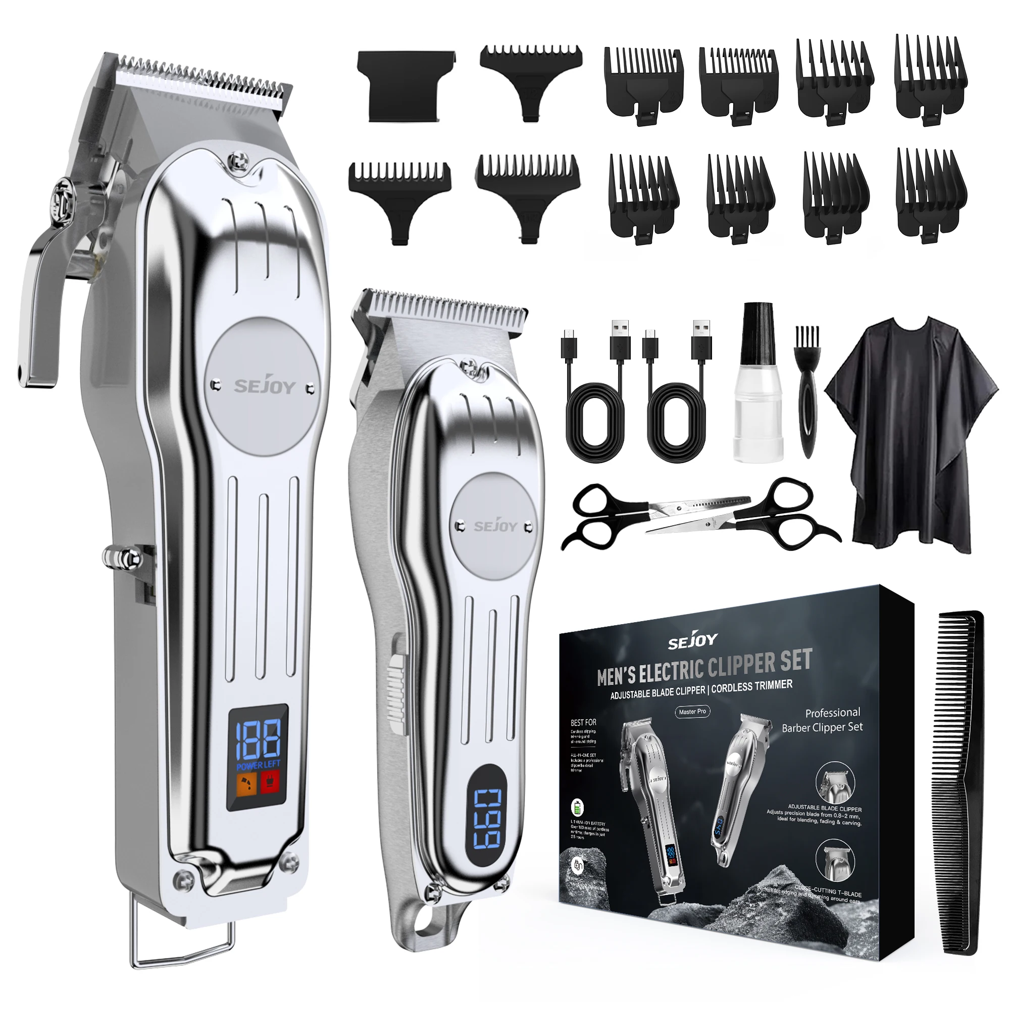 Sejoy Haarschneidemaschine für Männer, Professioneller Präzisions-Haarschneider für Zuhause/Friseur, Titan-Klingen, Kabelloses Haarschneide-Set, Typ C Aufladbar
