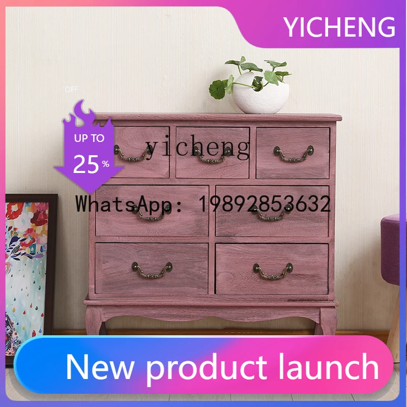 

X9 Bedside Master Bedroom Chest of Drawers American Style Solid Wood Wall Storage Cabinet Bedside Table Living Room Wall-Mounted