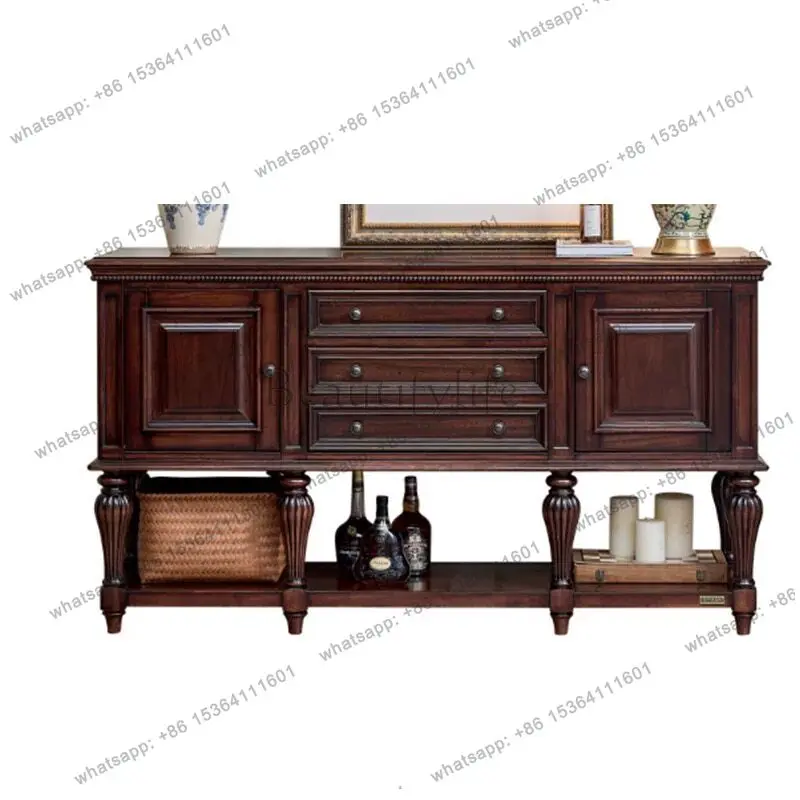 

American rural solid wood dining side cabinet European retro pantry storage cabinet can be customized