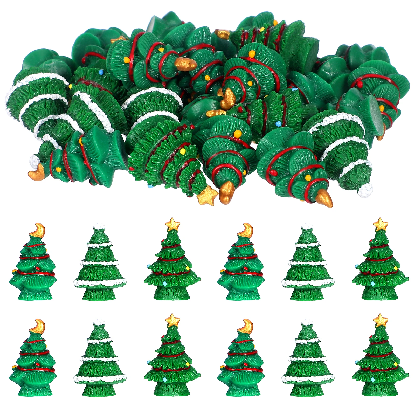 

30Pcs Christmas Tree Microlandscape Decoration Resin Craft Desktop Ornament Home Garden Xmas Miniature Decor Resin Decor