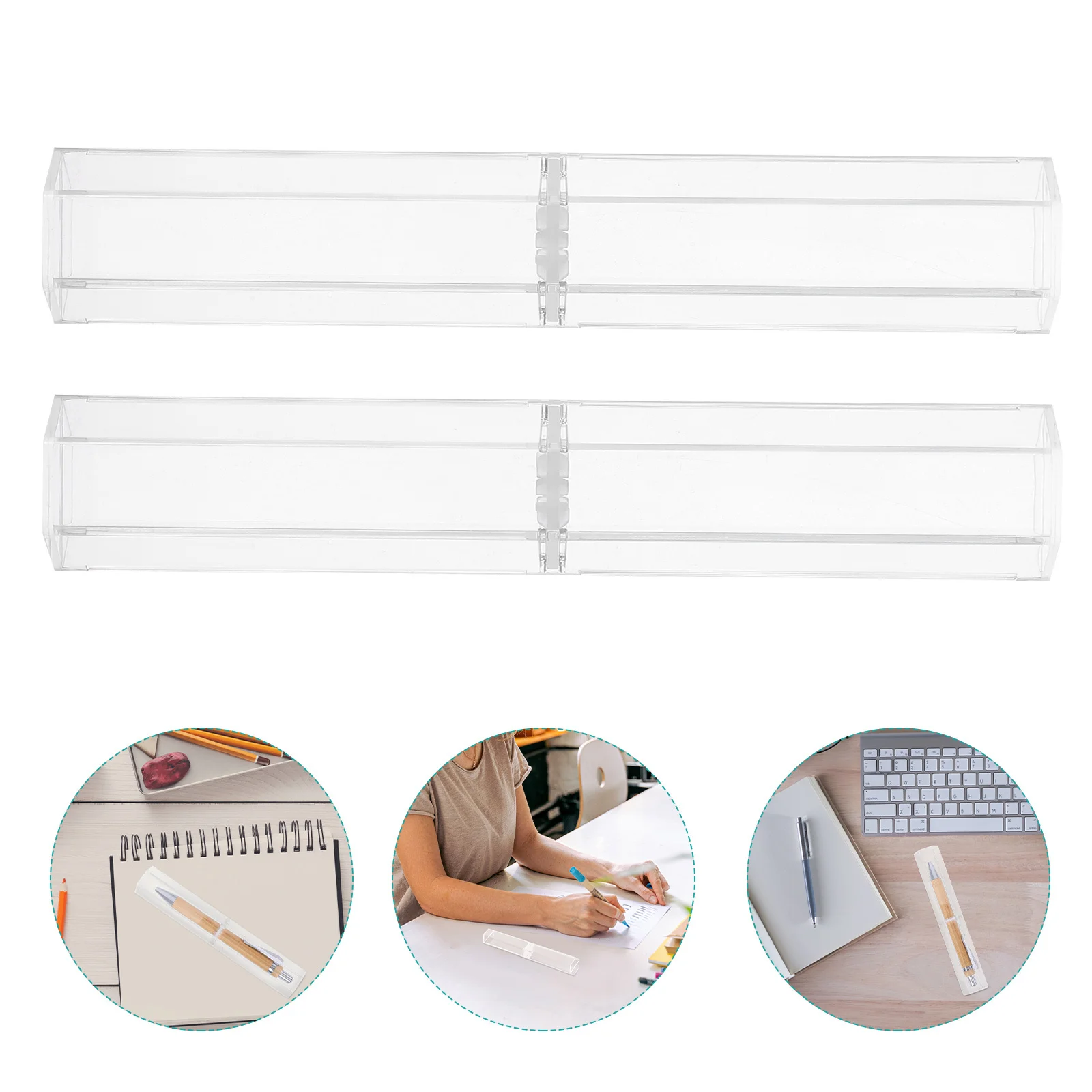 

12Pcs Clear Acrylic Pen Case Hexagonal Design Pencil Container Organizer for Office Home School Supplies Clear Pencil Case