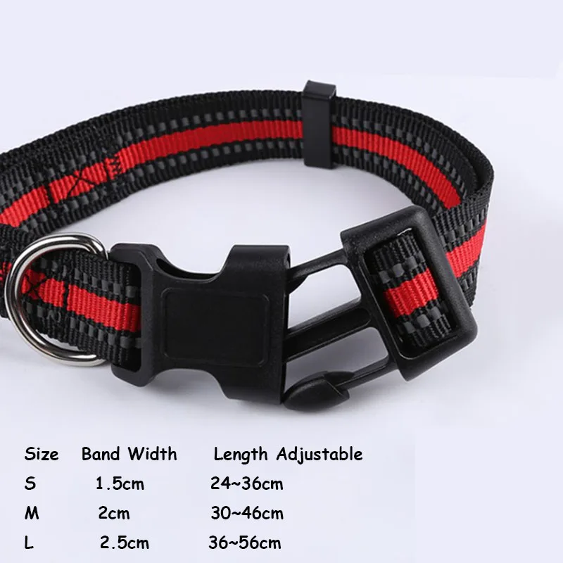 Adjustable Durable Pet Collar Leash for Small Medium Large Dogs Cats Reflective Dog Collar Nylon Collar for Dog Cat Pet Supplies