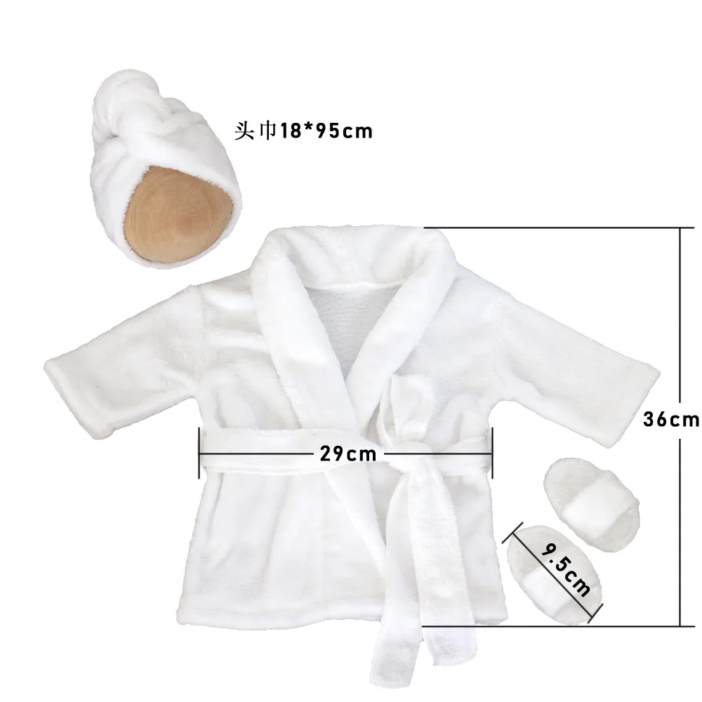 ❤️Newborn Photography Clothing Scarf+Bathrobes+Slipper 3pcs/set Baby Photo Props Accessories Shoot Costume Outfits Fotografia