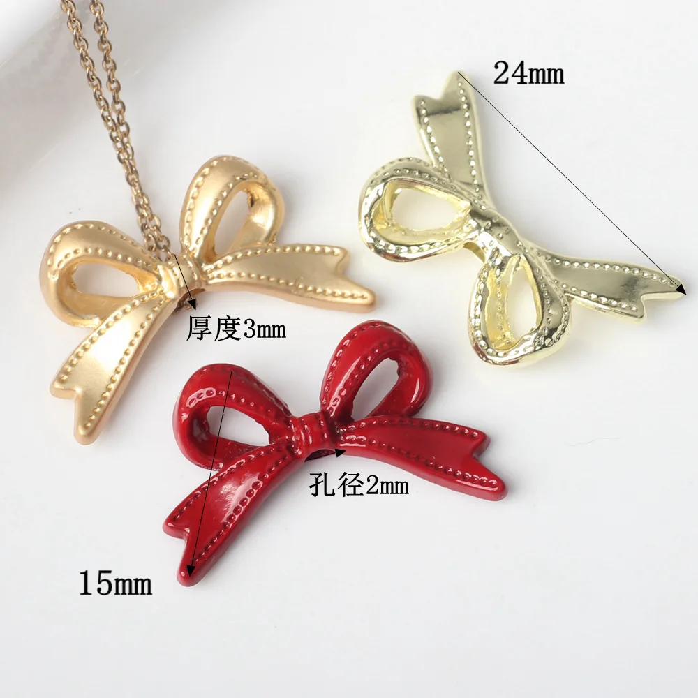 10Pcs/pack Simple Alloy Bow Knot Pendant DIY Bracelets Necklaces Jewelry Accessories