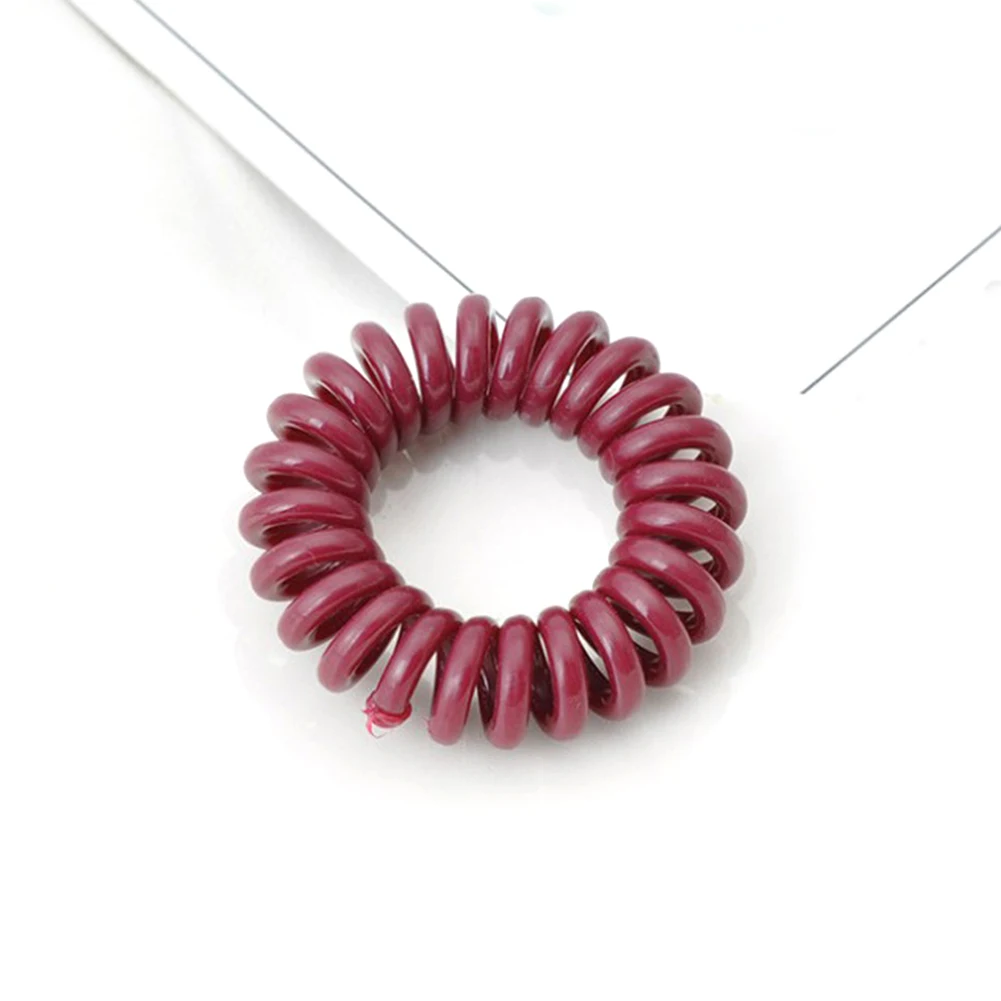 1PC Thick Telephone Wire Elastic Hair Band  Solid Color Spiral Cord Stretch Rubber Band to Hold Heavy Hair in Place