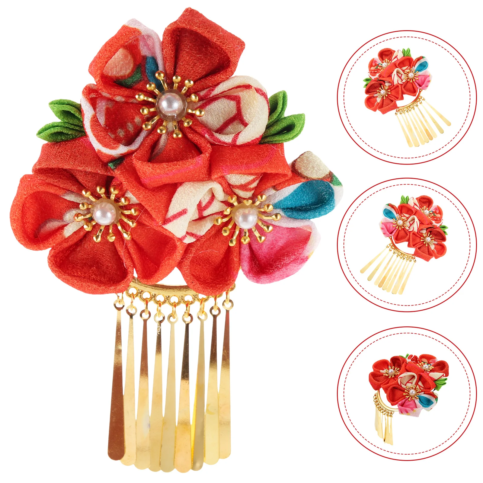 Bridal Hair Accessories Accessory Tassel Japanese Style Clip Flower Clips Kimono Hairclip Flowers for Bride