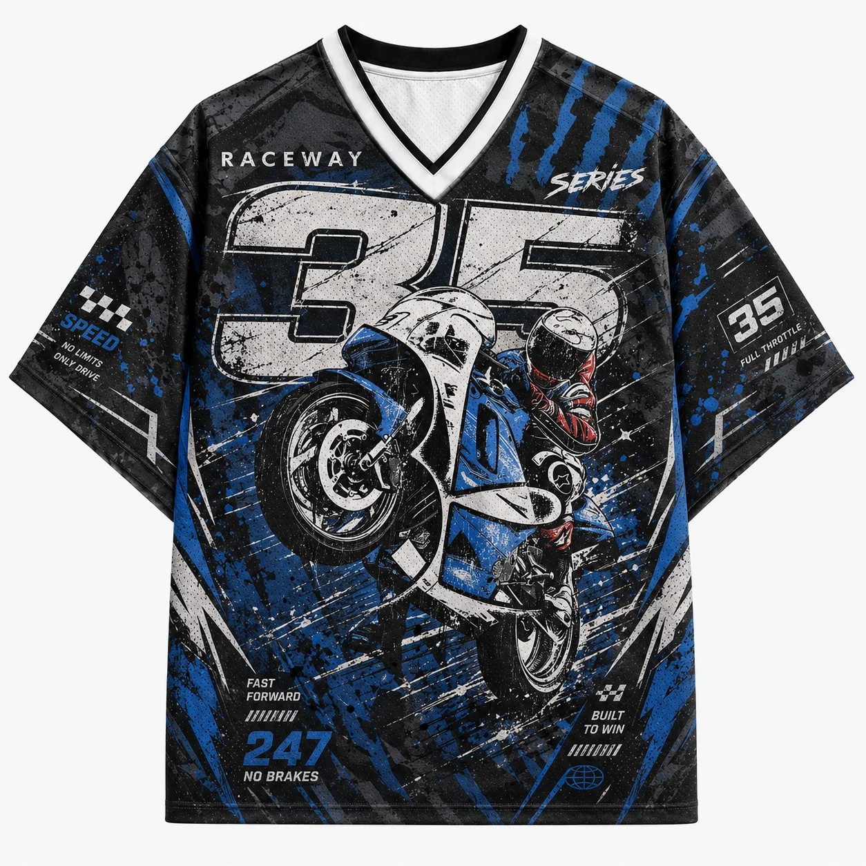 2026 New Mesh V-neck Mesh Jersey with Printed Pattern, Lightweight Streetwear, Short Sleeved Casual for Adults and Children