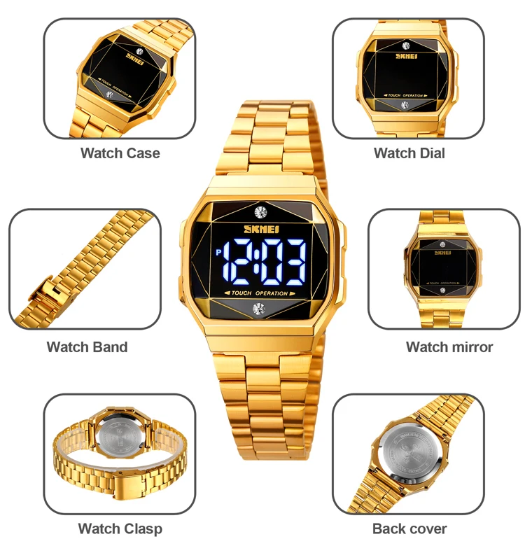 SKMEI Fashion LED Touch Screen Display Digital Women Watches Casual Waterproof Ladies Wristwatch Clock Relogio Feminino