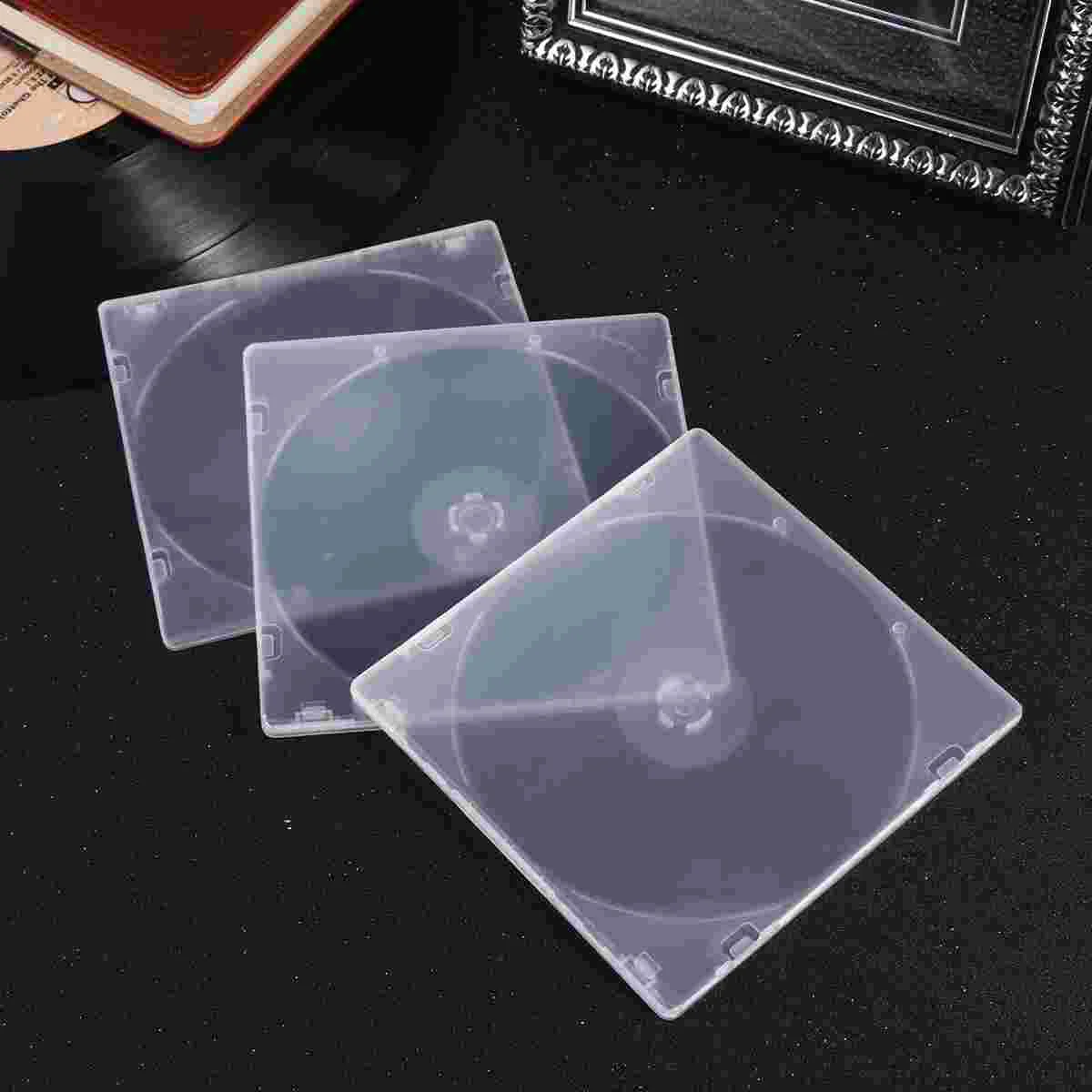 12PCS Ultrathin DVD Case Transparent CD Package Portable CD Storage Box for Home Cinema (White) CD box