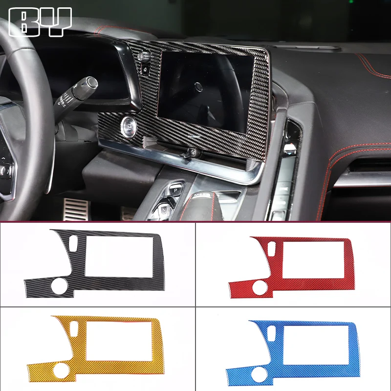 

For Chevrolet Corvette C8 Z51 Z06 2020-2023 Soft Carbon Fiber Car Center Navigation Screen Panel Decorative Sticker Accessories