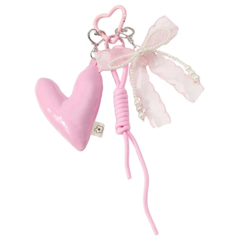 G5AE Fashionable Heart Bows Bag Ornament With Unique Handwoven Designs Bags Pendant