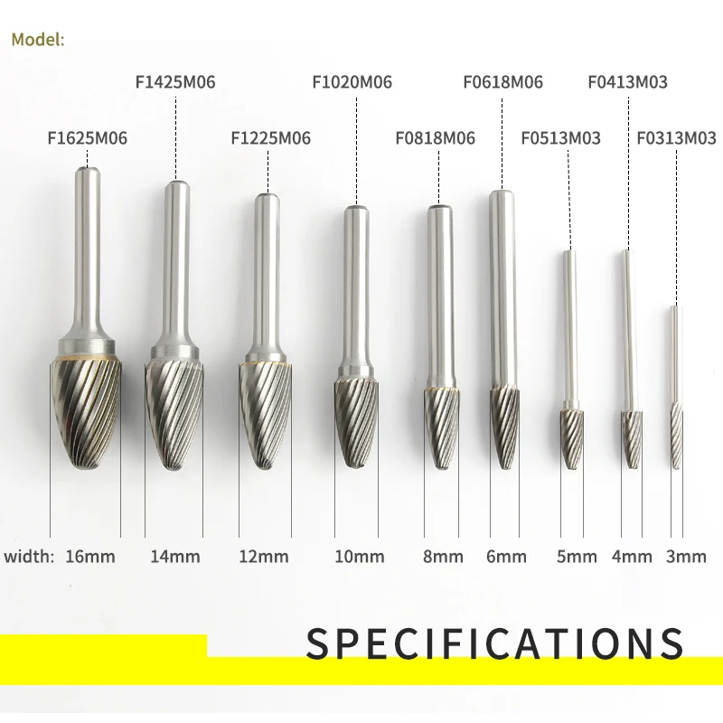 Imagem -02 - tipo Cabeça Tungsten Carbide Rotary File Tool Fresagem Carving Bit Tools Ponto Burr Die para Madeira de Metal pc f