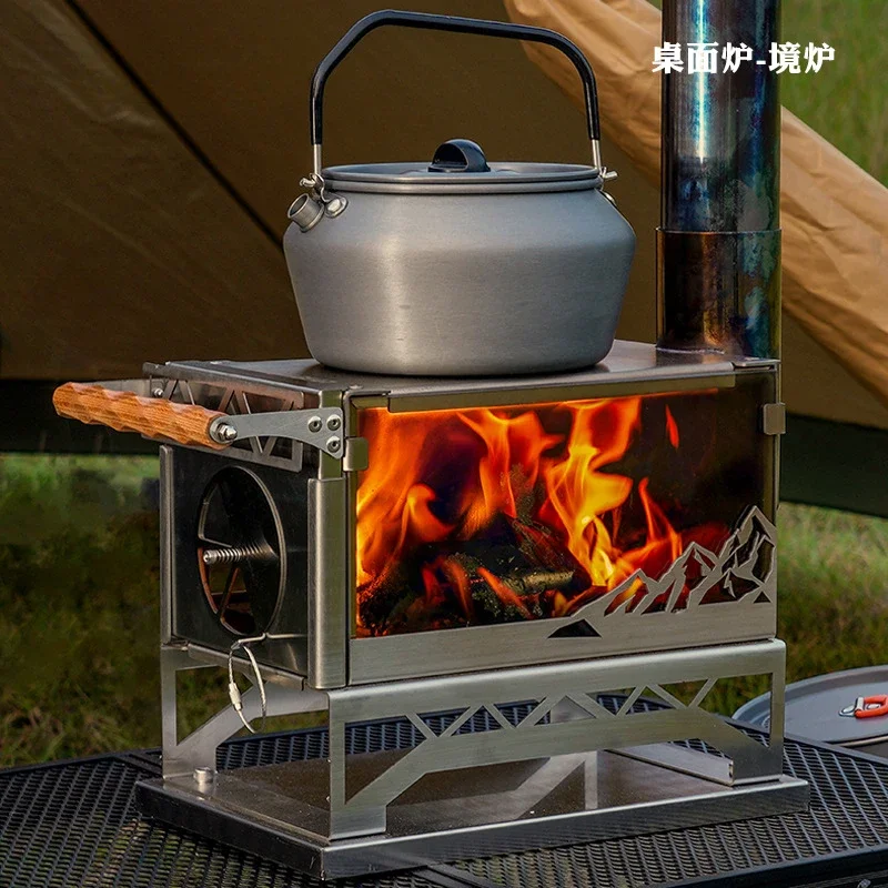 Outdoor Tribal wood stove Camping multifunctional folding fall and winter tent inside heating stainless steel tent stove