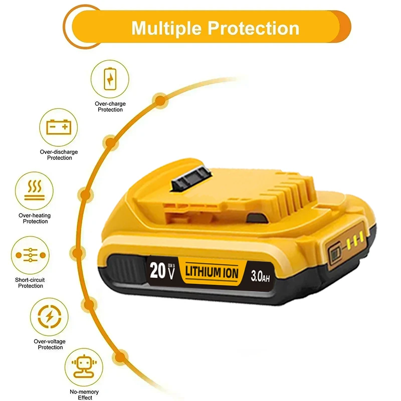 Pro DeWalt 18V 20V Max Lithium-iontové baterie 20V 3Ah DCB203 Li-ion Náhradní baterie DCB206 DCB205 DCB204 DCB200 Elektrické nářadí - náhled 4