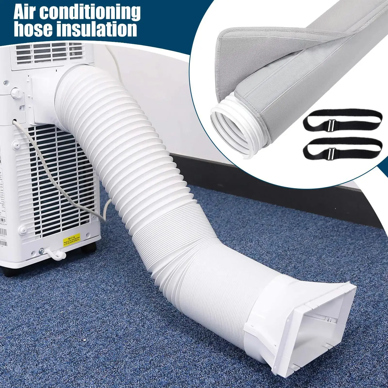 

Изолированная крышка шланга кондиционера с двумя регулируемыми пряжками Изоляция шланга кондиционера Пыленепроницаемая втулка