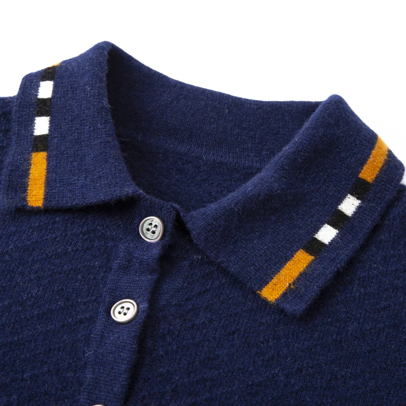 Autumn And Winter New High-End Men's 100% Pure Wool Knitted Bottoming Long Sleeve Shirt Collar Casual Sweater