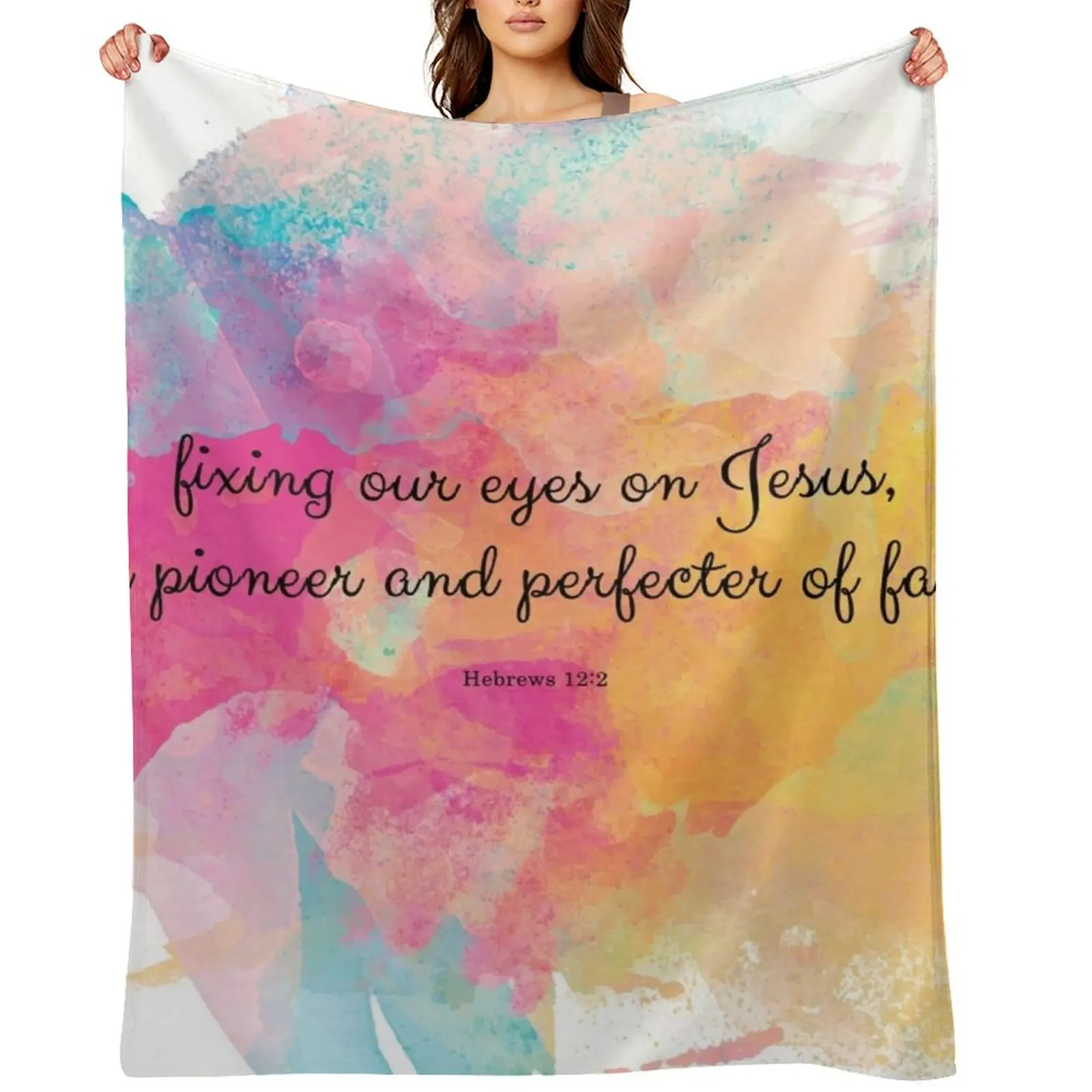 

Hebrews 12:2 Throw Blanket Warm anime Custom Soft Plaid Blankets