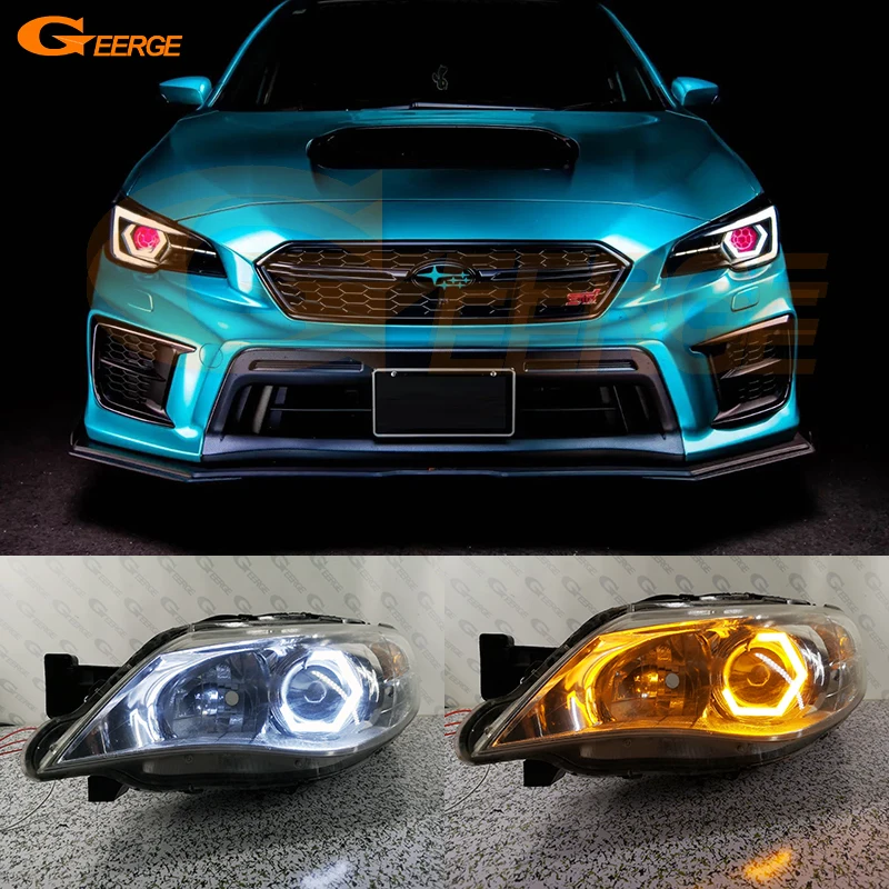 

For Subaru Impreza WRX STI Ultra Bright Switchback Turn Signal Cotton White Amber Hex LED Angel Eyes Halo Rings Light