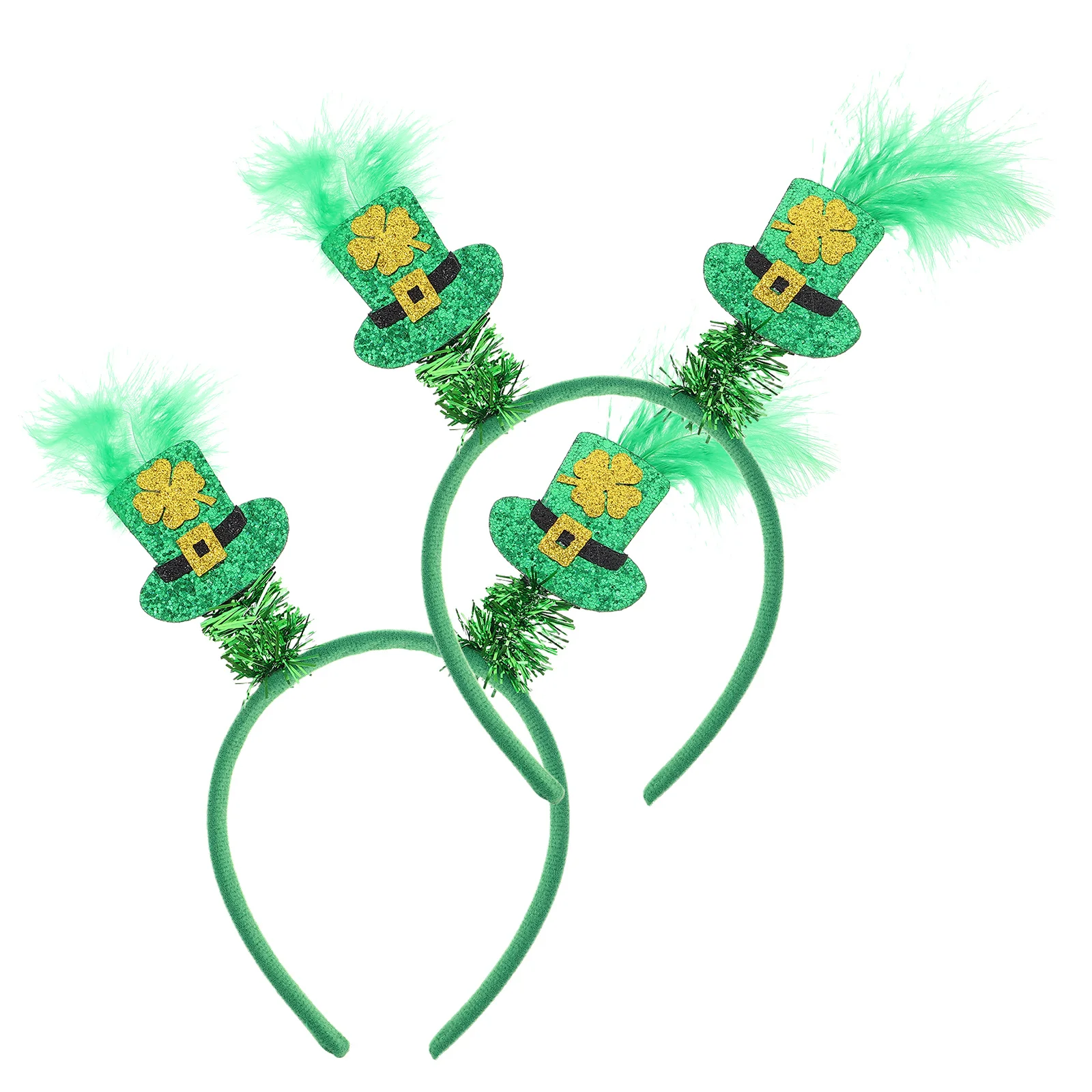 

2 шт., повязки на голову с ирландским трилистником на день Святого Патрика, цилиндр, повязки для волос с шлейфом, праздничные принадлежности для вечеринок, повязка на голову на день Святого Патрика
