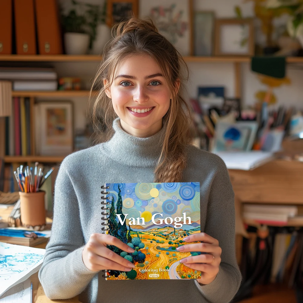 Van Gogh Malbuch – 30-Blatt-Malbuch für Erwachsene, 100 g/m2,8,3 x 8,3 Zoll, Zeichenbuch, Geburtstagsgeschenk, Weihnachtsfeier-Geschenk – Detail 7
