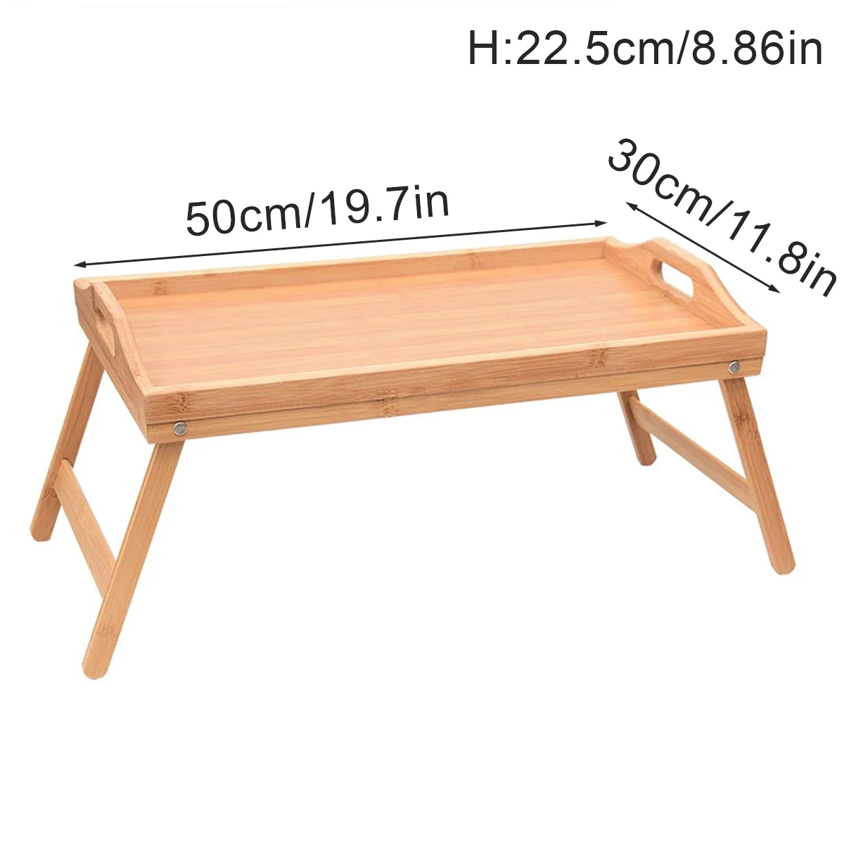 طاولة صينية إفطار قابلة للطي من الخيزران مع مقابض - كمبيوتر محمول متعدد الاستخدام، صينية للوجبات الخفيفة للسرير أو الأريكة أو التلفزيون