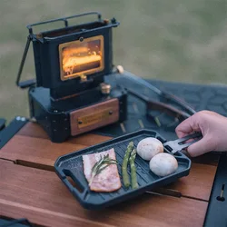 Goout Springhill Camping Grill Pan Mini Grill Pan Lightweight Iron Grill Pan Omelette Hot Dog Muffin Skillet Nonstick Coating