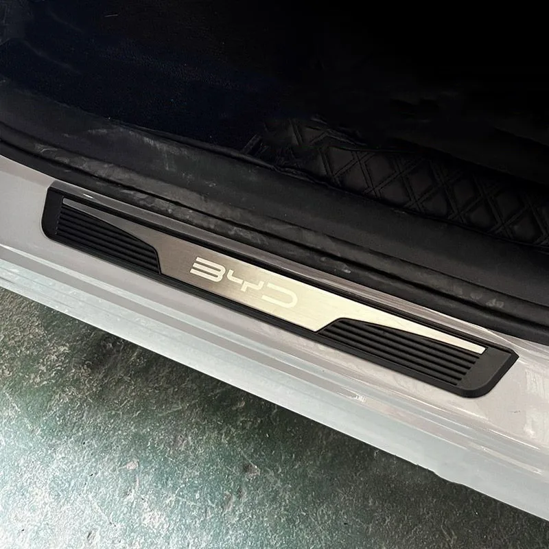For BYD SHARK 6 2025 Accessories Door Sill Protector Auto Threshold Scuff Plate Stickers Steel Plastic Pedal Car Trim Styling