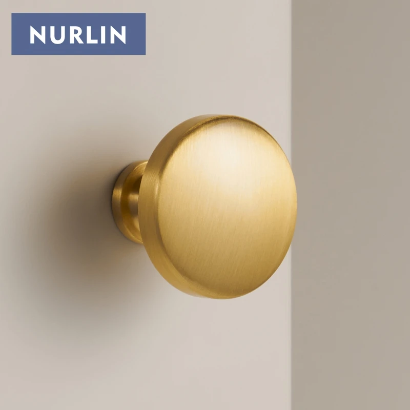 Nurlin Solid Brass Three Sizes Available Round Cabinet Knobs Comfortable To Use  Adapted to Different Styles of Cabinet Handle