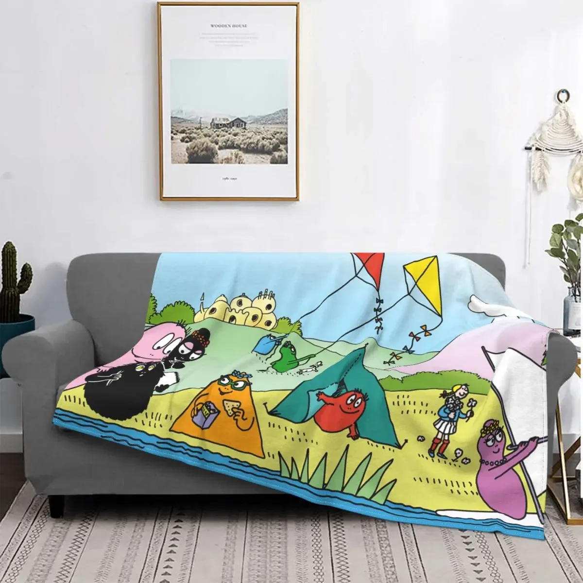 Parent Child Animation Flannel Throw Blanket Les Barbapapa Family Blanket for Bedding Office Lightweight Thin Quilt