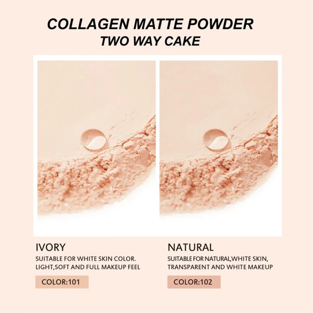 بودرة أساس طبيعية مضغوطة غير لامعة للتحكم في الزيوت وتبييض الوجه وقاعدة كريم أساس مدمجة وخافي عيوب البشرة ومستحضرات التجميل