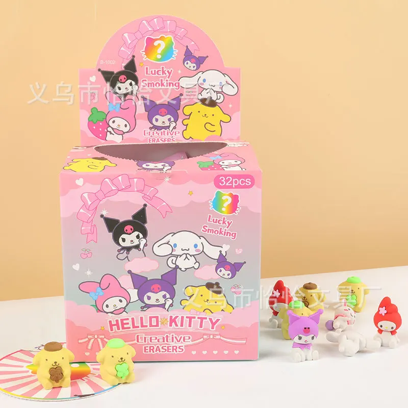 

Sanrio 12 шт. ластик Kawaii студенческие канцелярские принадлежности Kuromi Hello Kitty мультфильм 3D резиновый ластик чистящие средства школьные детские подарки