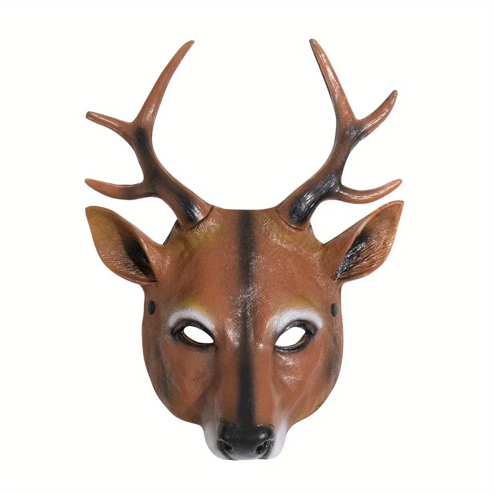 New PU Foam Deer Mask - Halloween & Christmas Animal-Themed Mask, Masquerade Party Costume Prop
