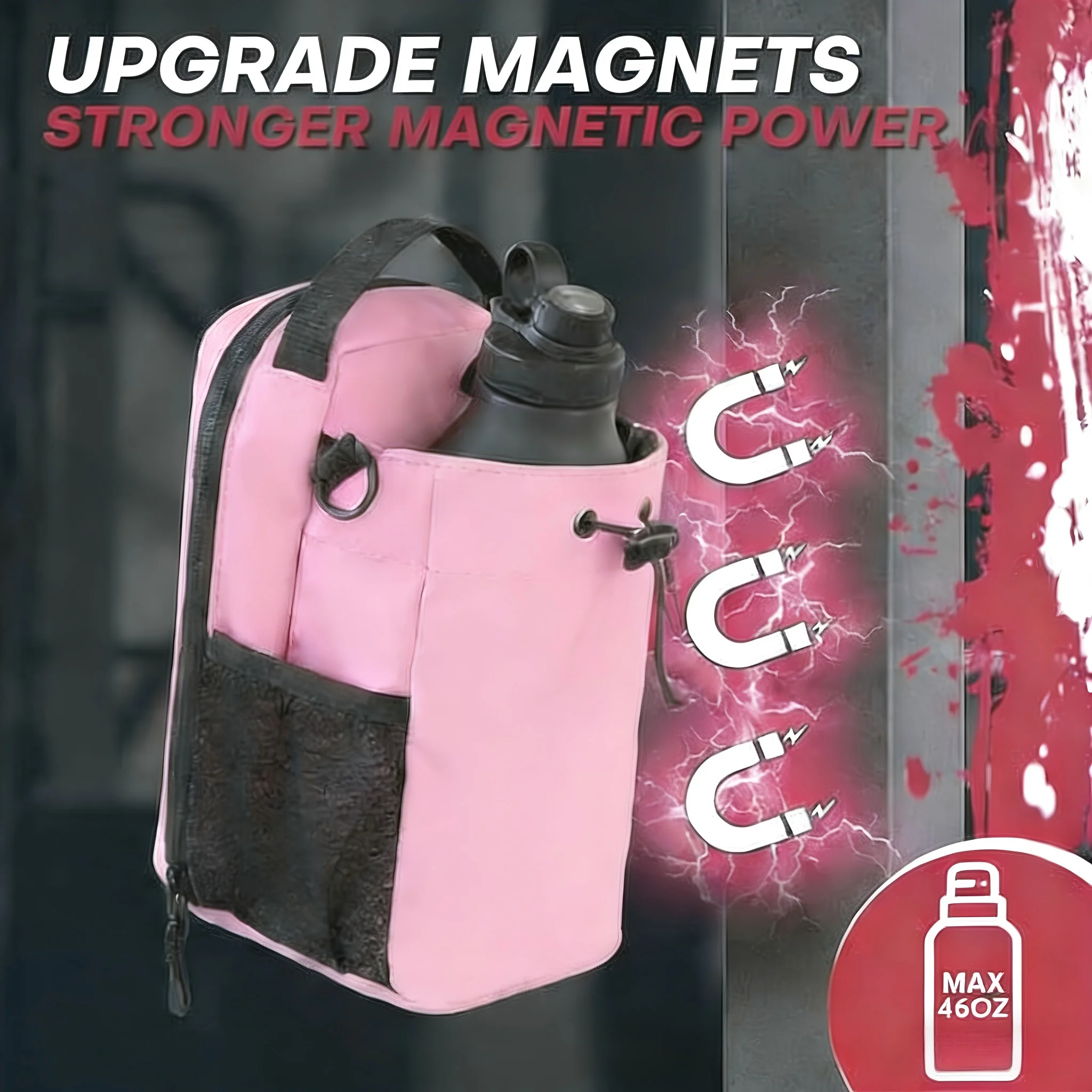 

Magnetic Gym Bag Large Capacity Magnetic Carrier Bag With Phone Pocket Portable Gym Water Bottle Pouch Gym Accessories Organizer