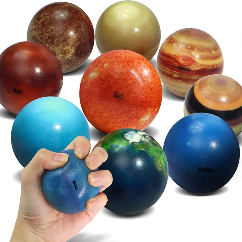 Eight Planets Solar System Sponge Bouncy Model, Soft Hand Squeeze Accessory, Cosmic Desktop Science Decor Gadget Household Offic