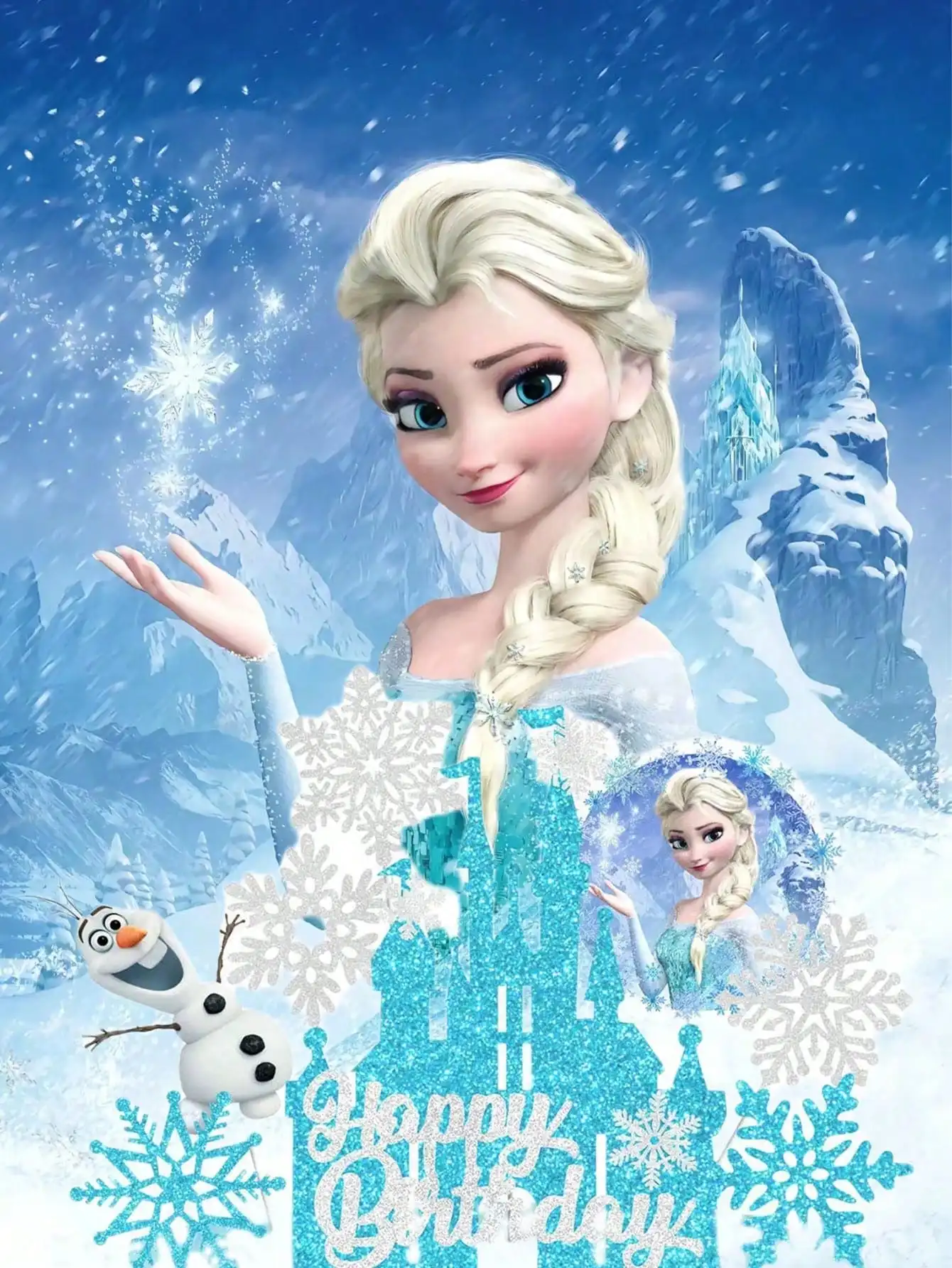 مجموعة أغطية الكيك المجمدة مكونة من 8 قطع - تحت عنوان إلسا وآنا، مثالية لحفلات أعياد ميلاد الأطفال، يجب اقتناؤها - مستلزمات الحفلات المجمدة