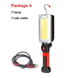 Poderosa luz de trabalho portátil LED, impermeável, USB recarregável, lanterna Cob, lanterna de acampamento com gancho, 700lm