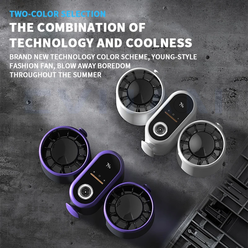 Nuevos ventiladores pequeños de cintura de doble cabeza de violencia de turbina, ventiladores portátiles de campamento al aire libre multifuncionales, ventiladores de automóviles con función de iluminación, aire acondi