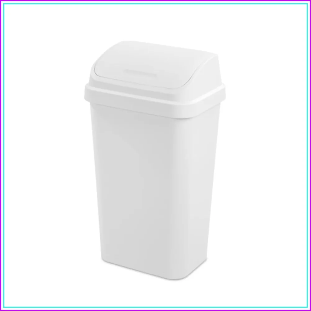 13 Gal White Plastic Swing Top Kitchen Trash Can with Lid, 16 Pack