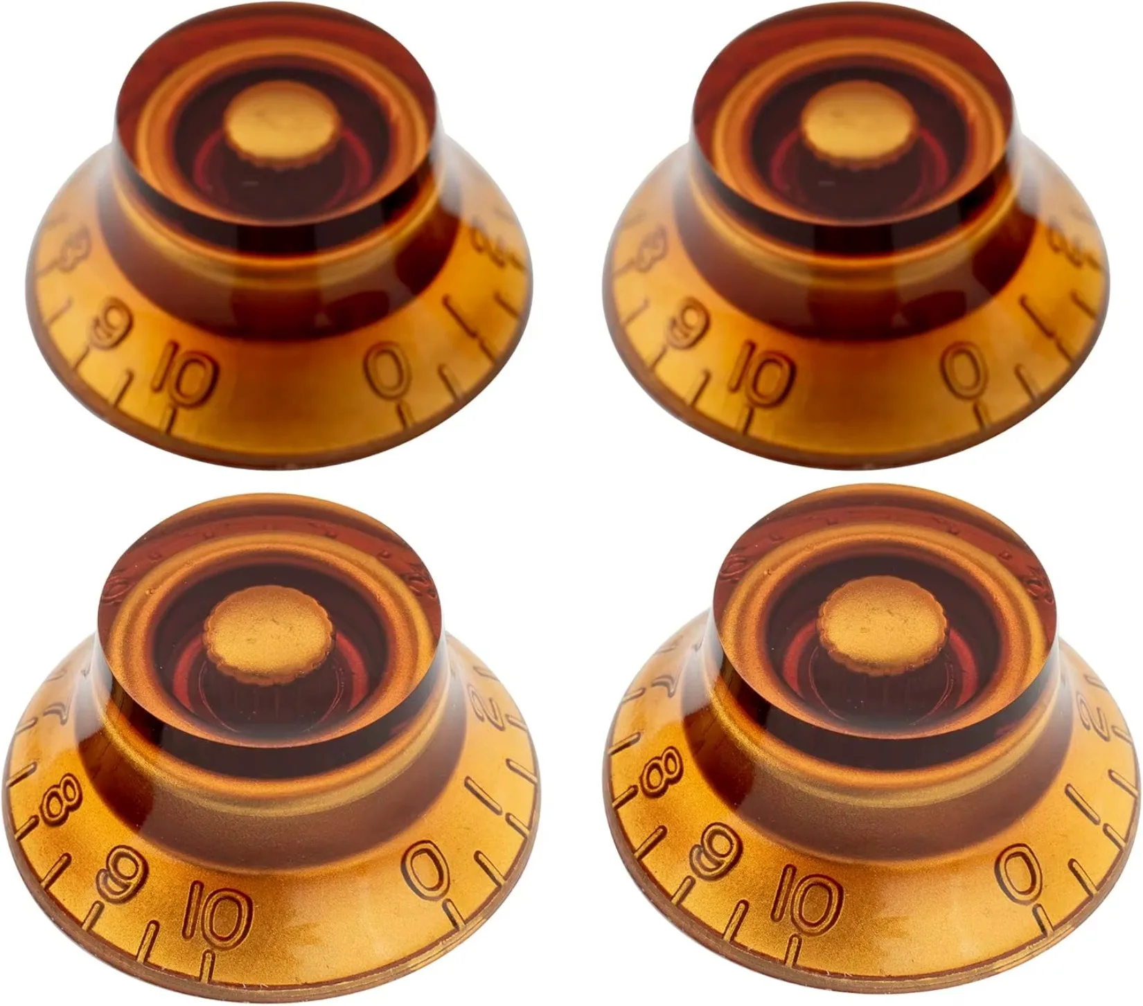 Pro Metric Electric Guitar Top Hat Bell Knobs 18-Spline Control Knob Set for LP SG Style Electric Guitar Replacement Parts Amber