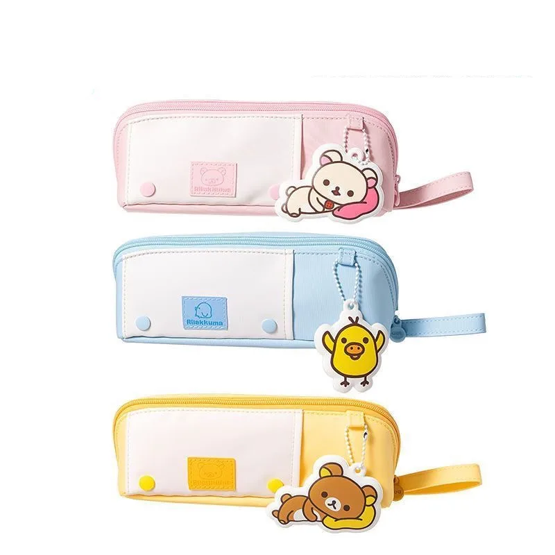 New Cute  Rilakkuma Korilakkuma Kiiroitori Children Kids Oxford Pencil Bag Girls Make up Cosmetics Cases Bags For Women