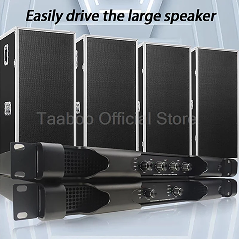 2/4 Channel 2400 Watts Post Power Amplifier Hifi High Power Professional Digital Sound Amplifier Can Drive Dual 15 inch Speakers