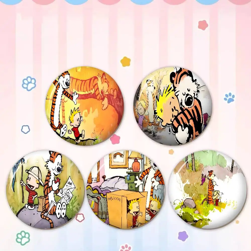 C-Calvin-And-Hobbes Philosophical-Playful Creative Tinplate Soft Button Pins Animal Icon Brooch Lapel Backpack Badge Pin