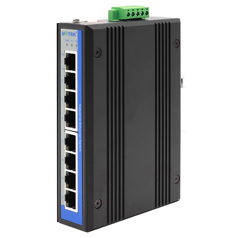 UOTEK 8 منافذ جيجابت POE محول إيثرنت غير مُدار يدعم 802.3af/at Din-rail Ethernet Switch UT-6408GC-POE مع وضع VLAN #1