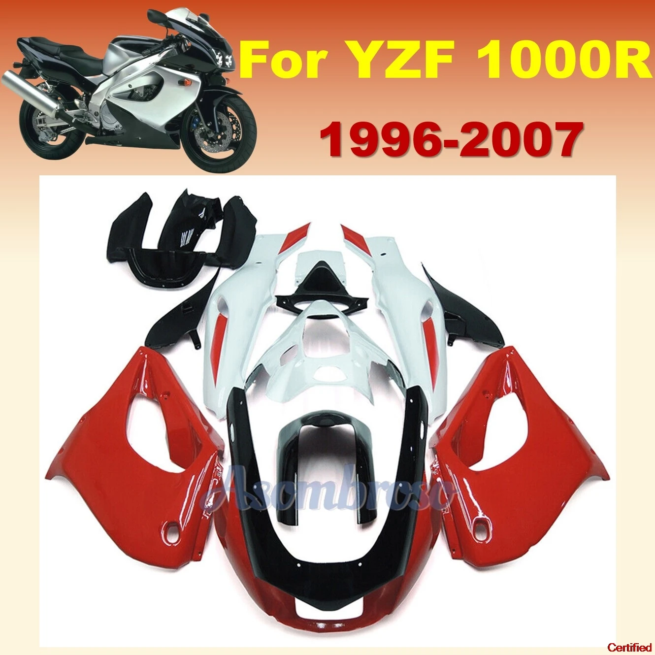 

Пластиковые обтекатели для YZF1000R 2007 1996, красно-белый комплект обтекателей Thunderace YZF 1000R 2000 2002 2003 2004 2005 2006, комплект кузова