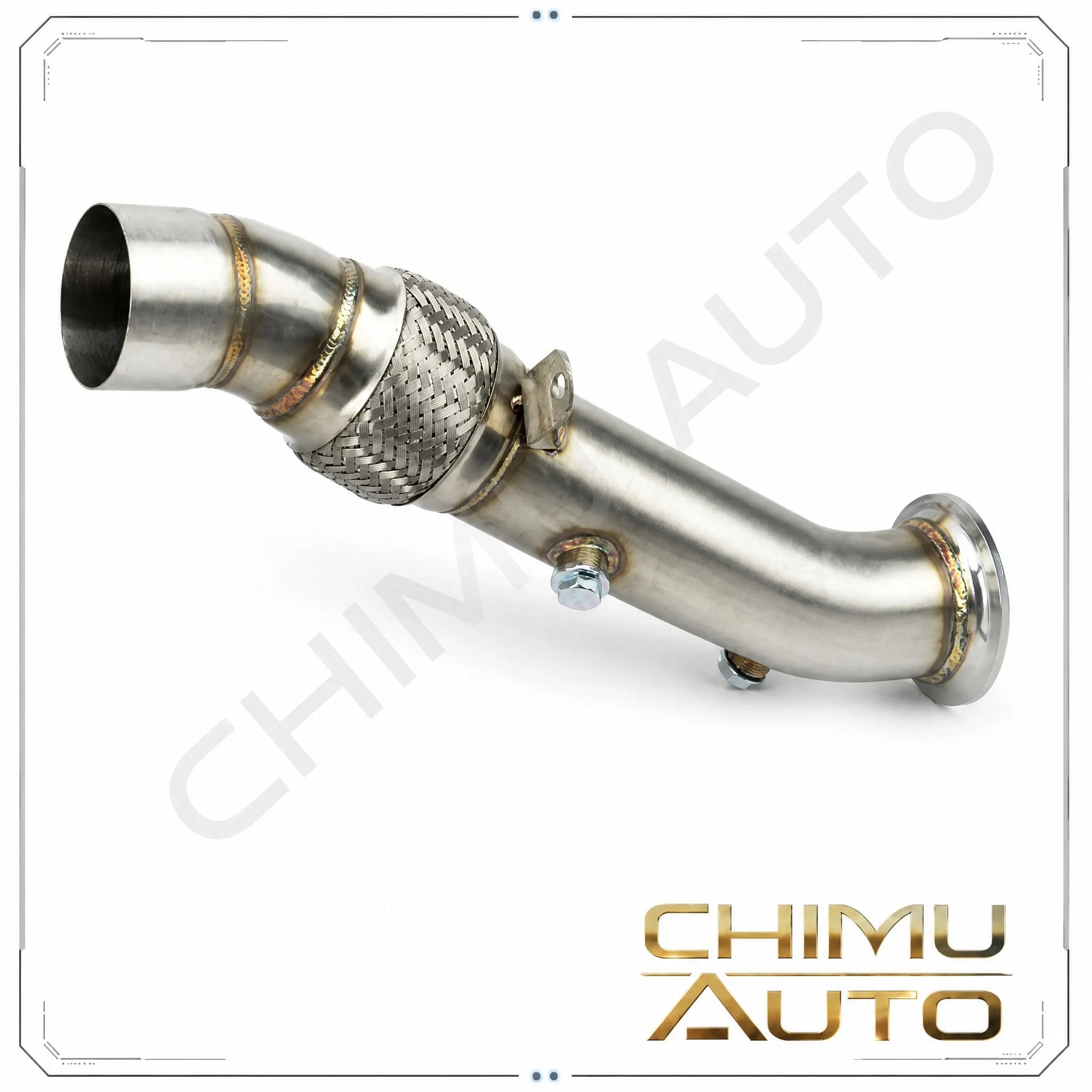 【CHIMU AUTO】N55 Downpipe 201 Stainless Steel Exhaust Pipe for BMW 535i 535xi 640i 740i X5 X6 — Verify Flange Type